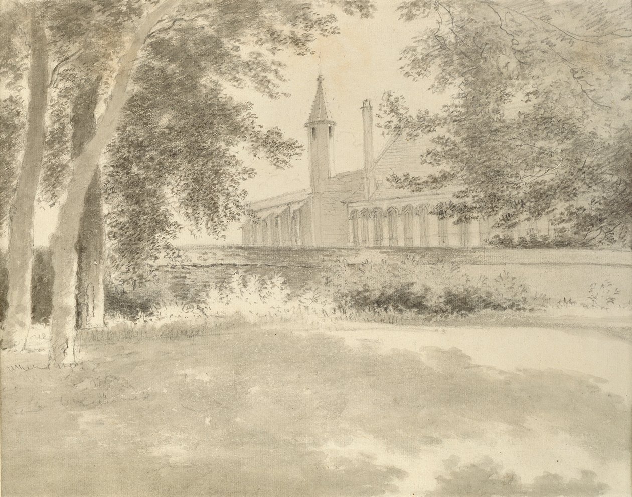Balliol kapell og bibliotek fra Grove, 2. august 1783 av John Baptist Malchair