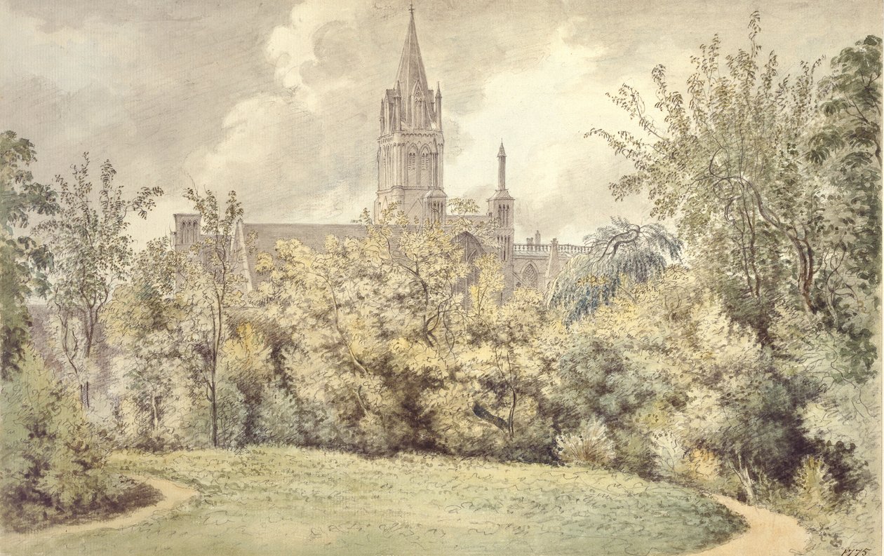 Christ Church Cathedral fra Dean's Garden, 10. juni 1775 av John Baptist Malchair