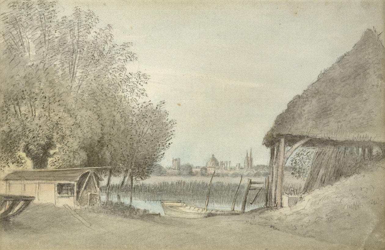 Ferry Hinksey, nær Oxford, 15. juni 1789 (akvarell over grafitt, på papir) av John Baptist Malchair