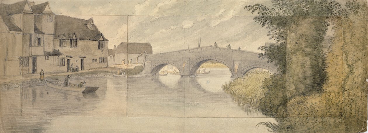 Hythe Bridge, Oxford, 1789 av John Baptist Malchair