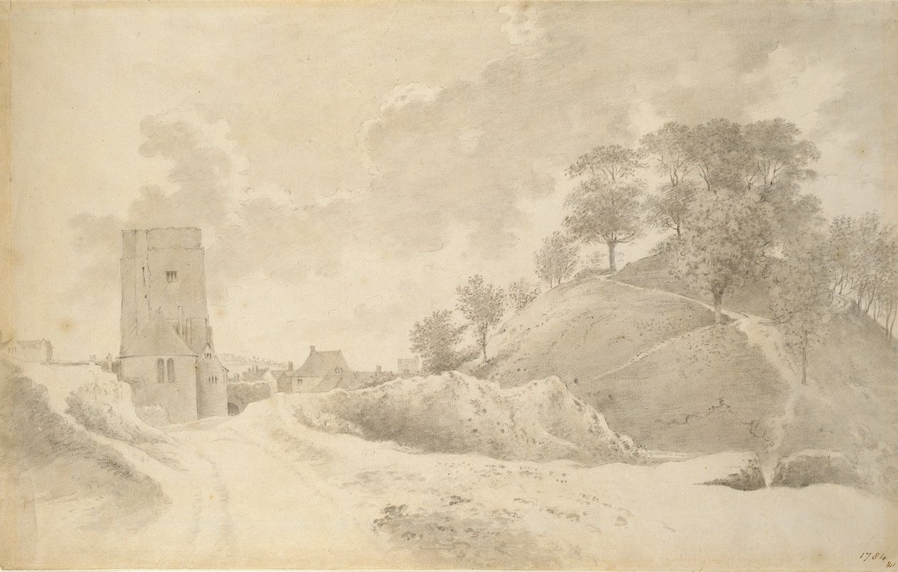 Oxford Castle and the Castle Mound, 27. mai 1784 av John Baptist Malchair