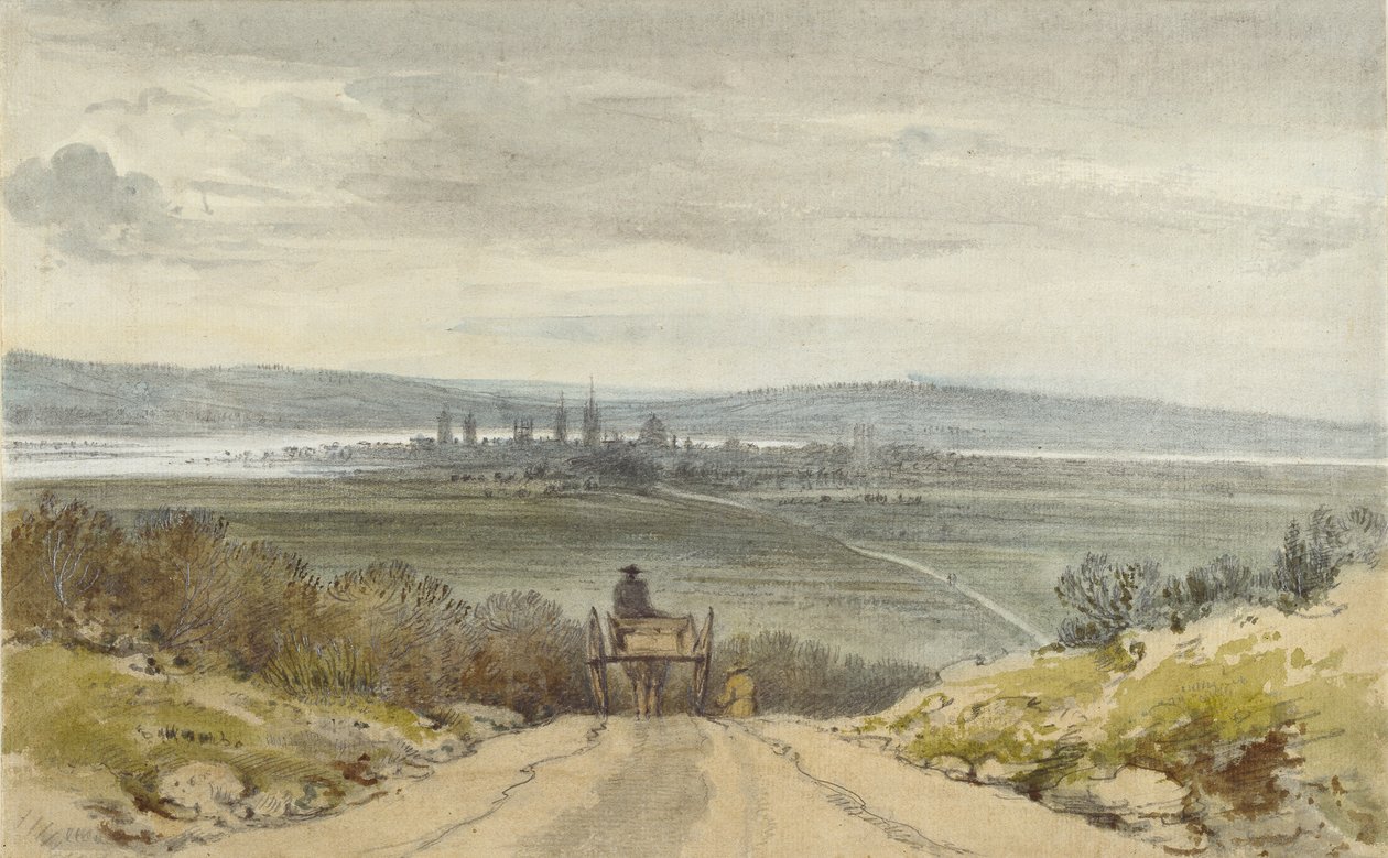Oxford fra Shotover Hill, fra erindring, 10. januar 1791 av John Baptist Malchair