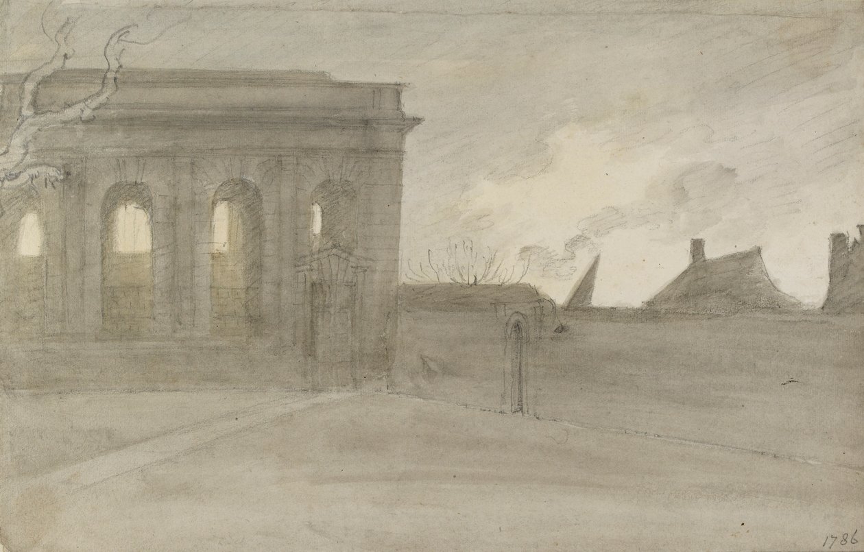 Pembroke College. Oxon., 9. november 1786 av John Baptist Malchair