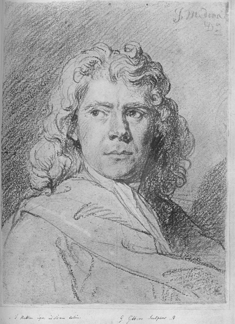 Grinling Gibbons, sent på 1600-tallet, 1930. av John Baptist de Medina