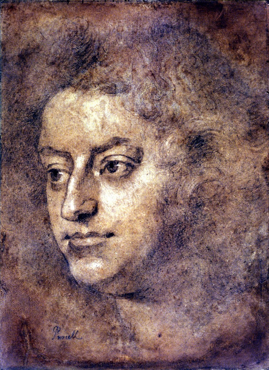 Portrett av Henry Purcell (1659 - 1695), engelsk komponist. Maleri tilskrevet Sir John Closterman. Svart kritt. 1695. London, National Portrait Gallery. av John Baptiste Closterman