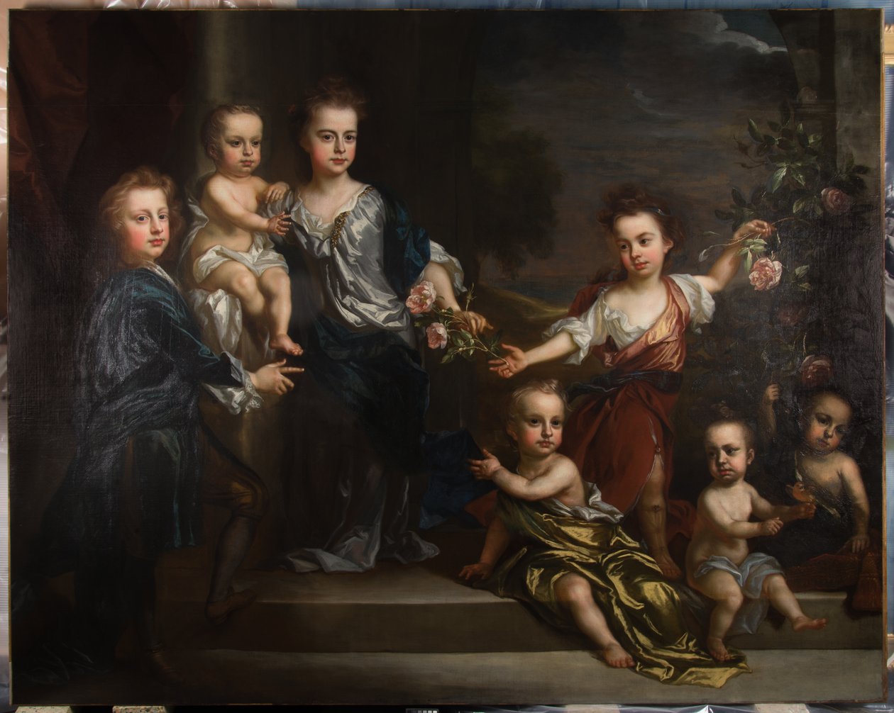 Portrett av syv av barna til Charles Seymour, 6. hertug av Somerset. av John Baptiste Closterman