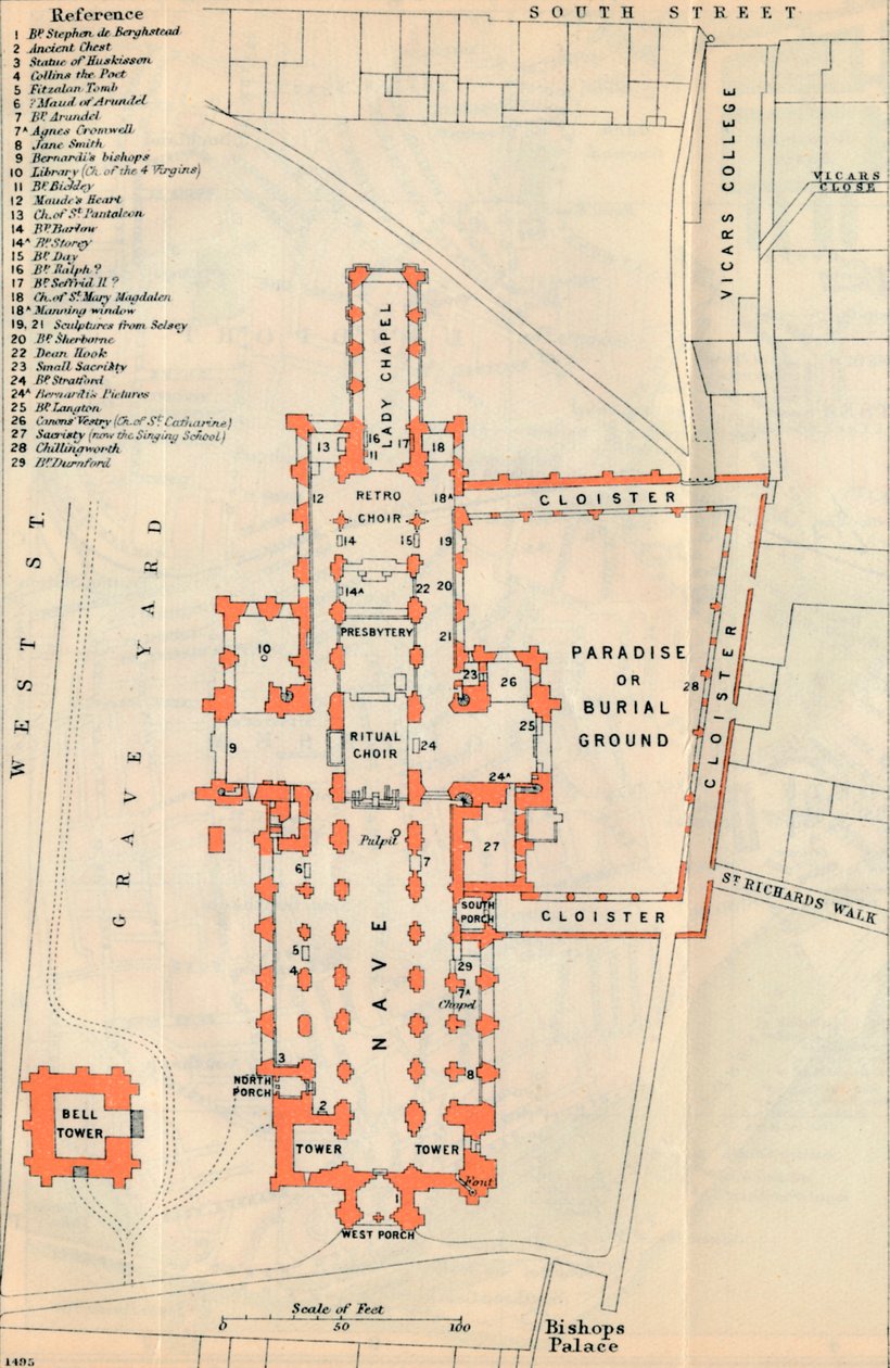 Chichester Cathedral, 1900-tallet av John Bartholomew