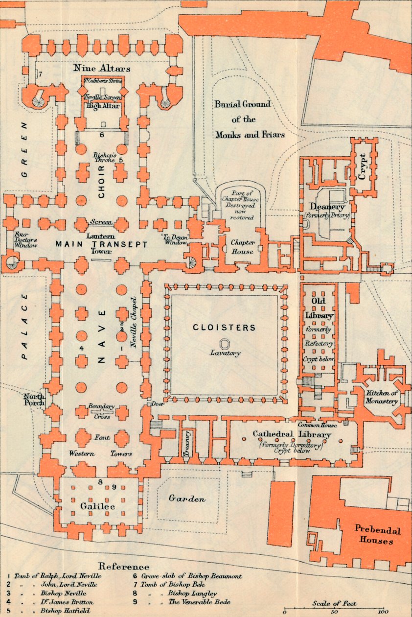 Durham Cathedral, 1900-tallet av John Bartholomew