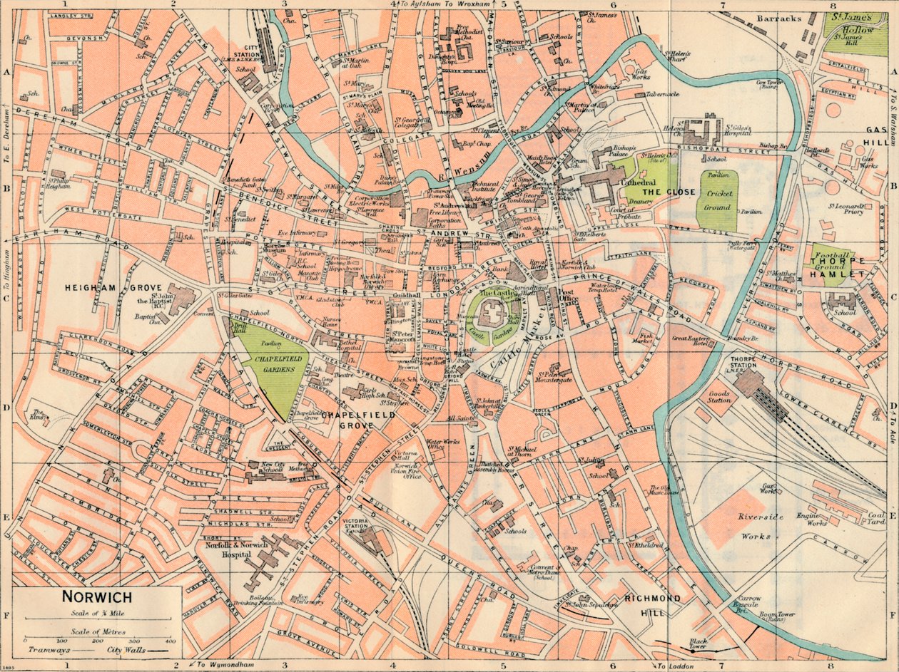 Norwich, 1900-tallet av John Bartholomew