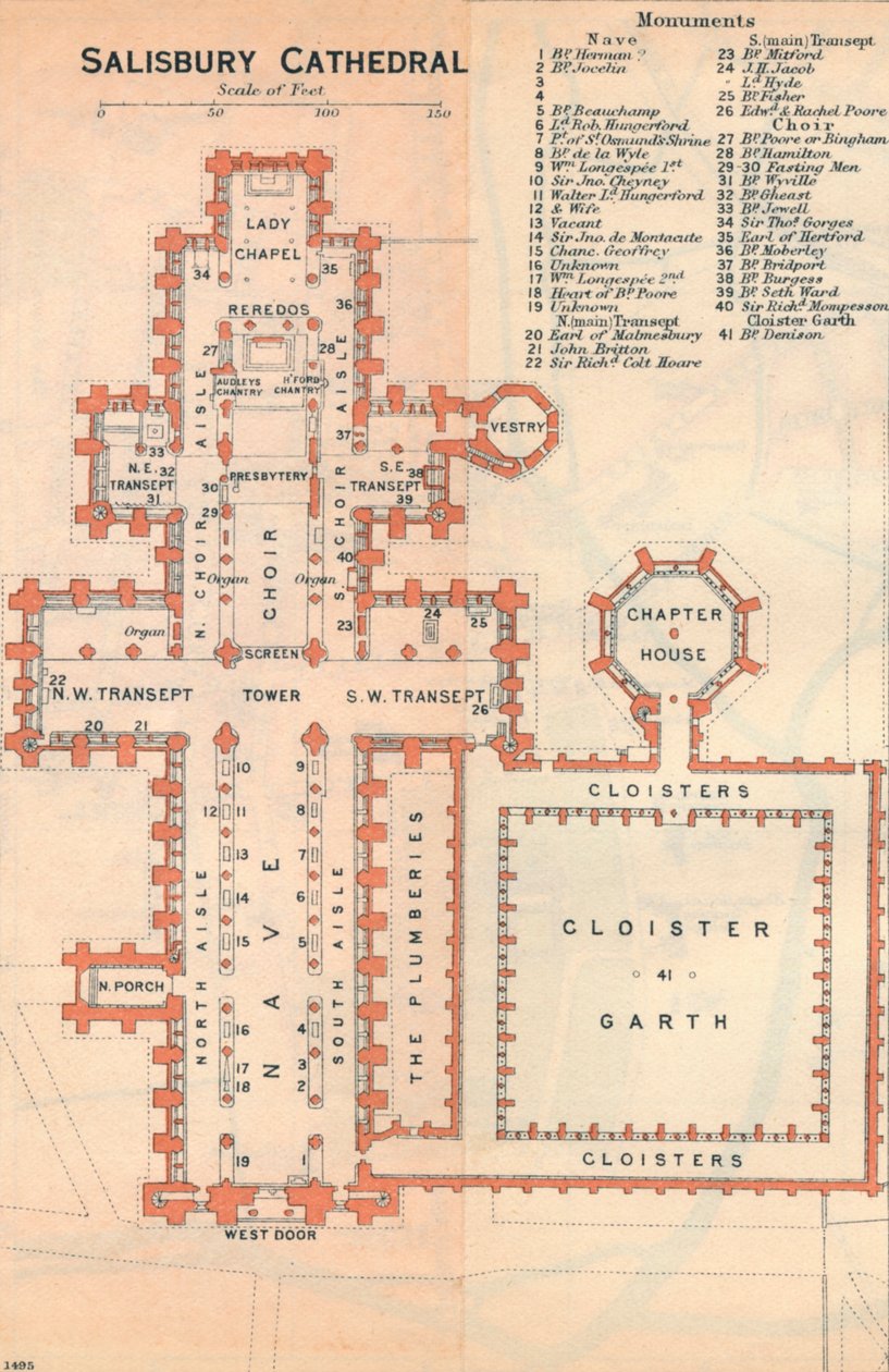 Salisbury Cathedral, 1900-tallet av John Bartholomew
