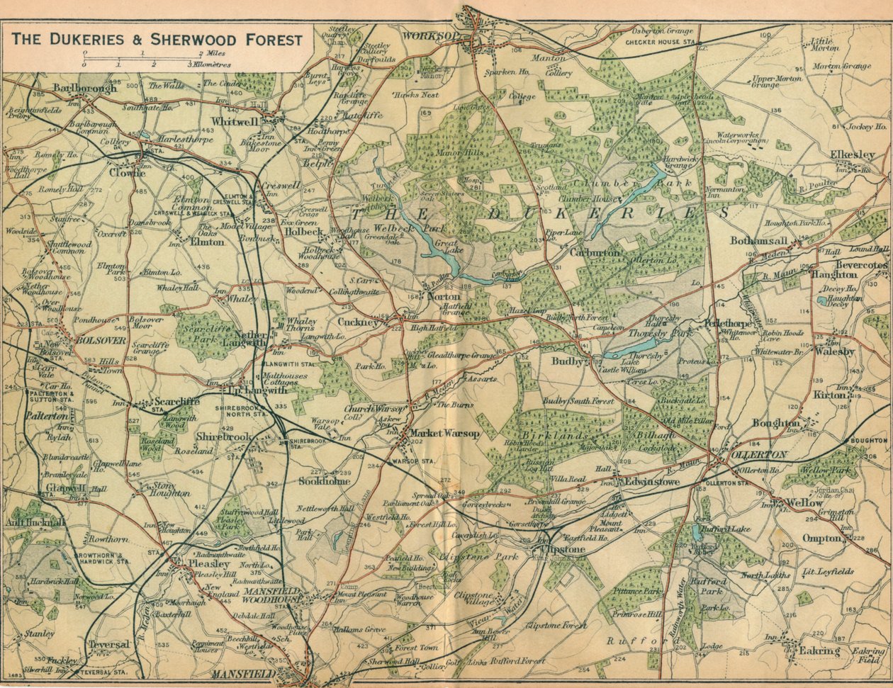 The Dukeries & Sherwood Forest, c20th Century av John Bartholomew