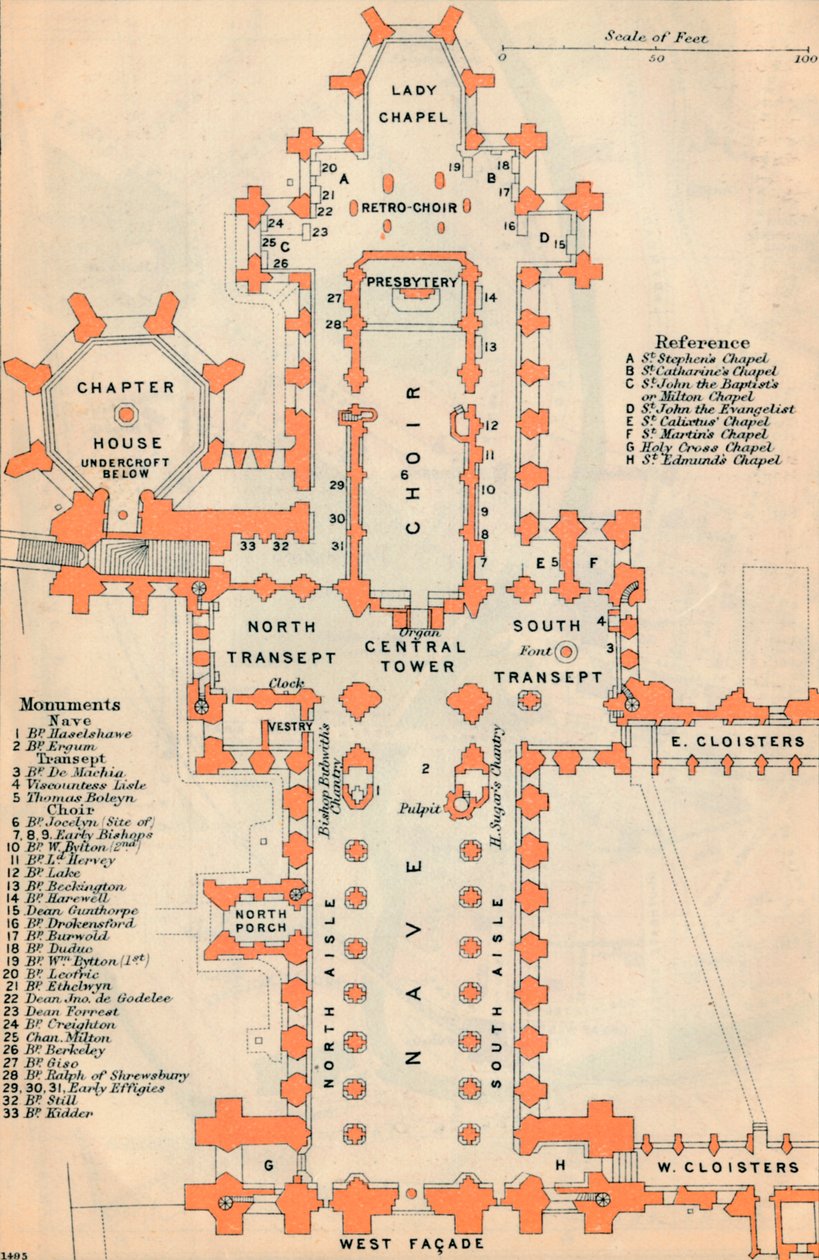 Wells katedral fra 1900-tallet av John Bartholomew