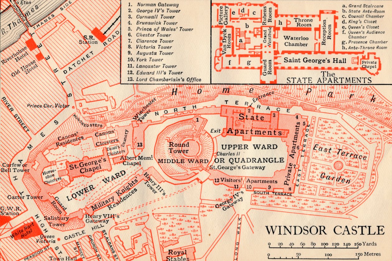 Windsor Castle, 1900-tallet av John Bartholomew