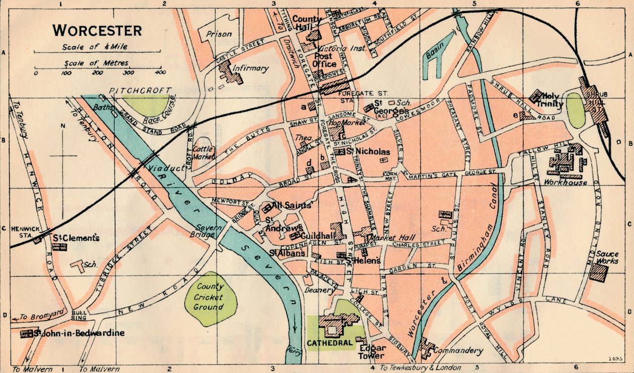 Worcester, c20th Century av John Bartholomew