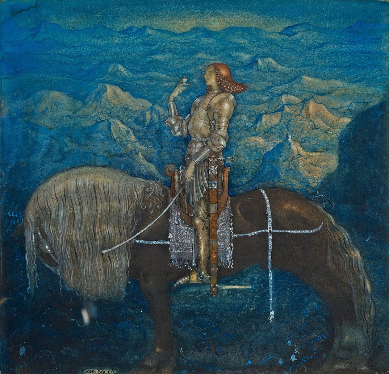 En ridder. Blant nisser og troll av Bauer, John (1882-1918) av John Bauer