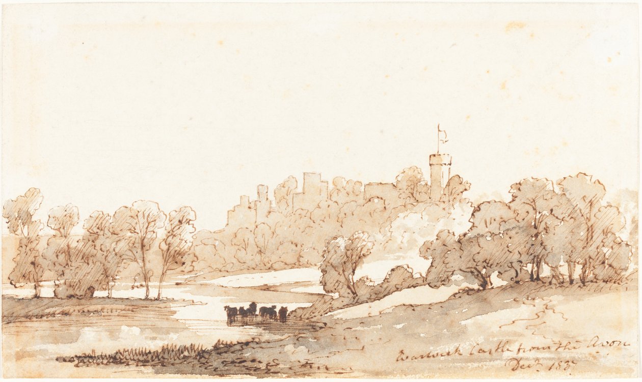 Warwick Castle fra Avon av John Baverstock Knight