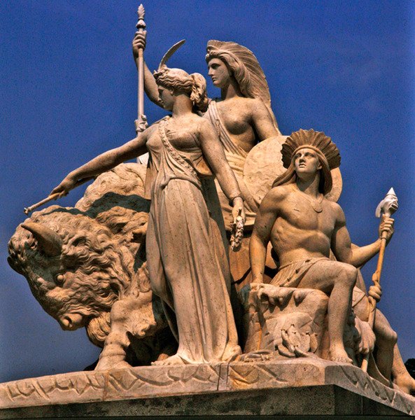 Amerika, skulpturgruppe fra Albert Memorial av John Bell