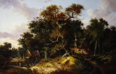 Woodland hytter av John Berney Ladbrooke
