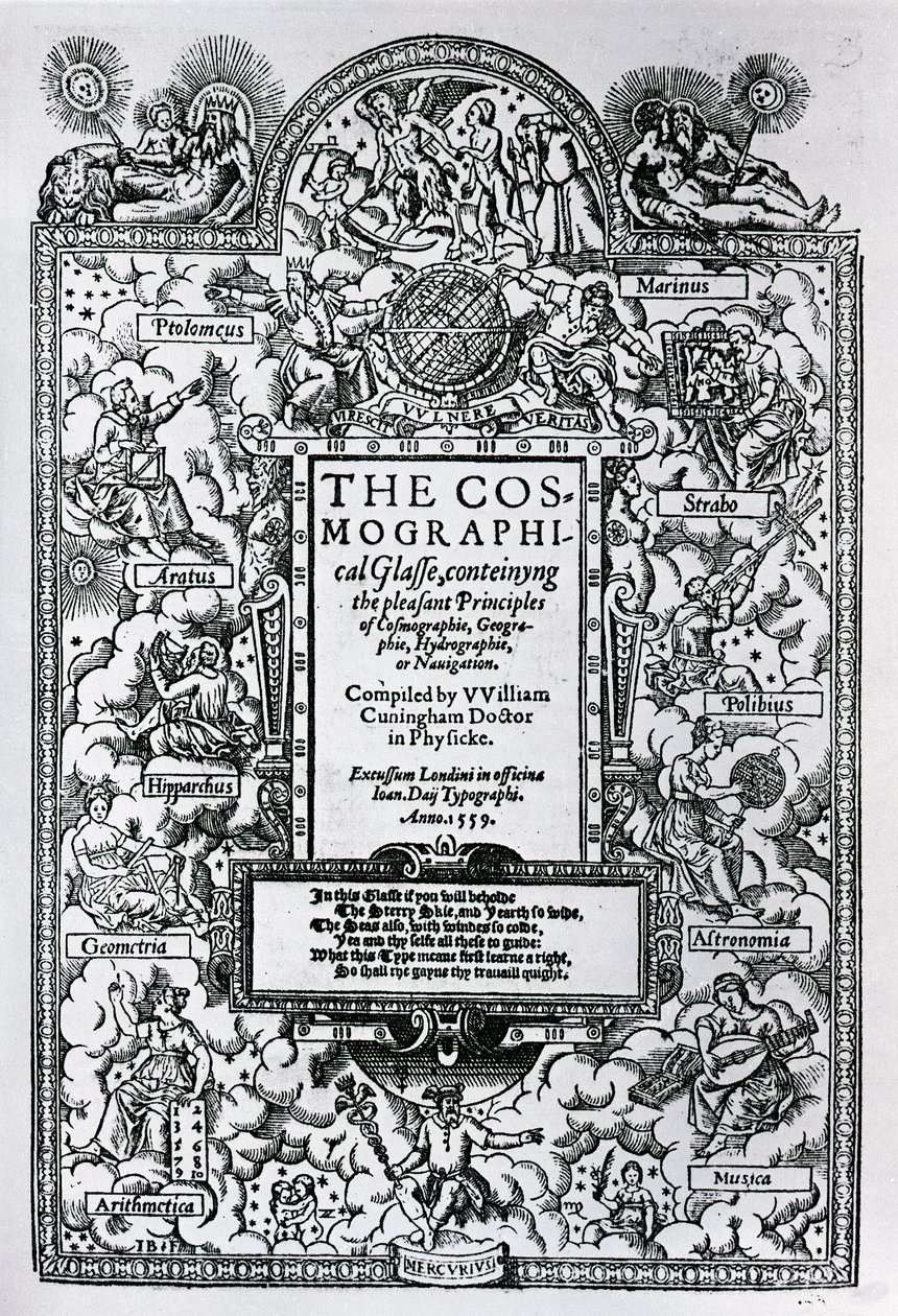 Tittelsiden til The Cosmographical Glass, 1559 av John Bettes