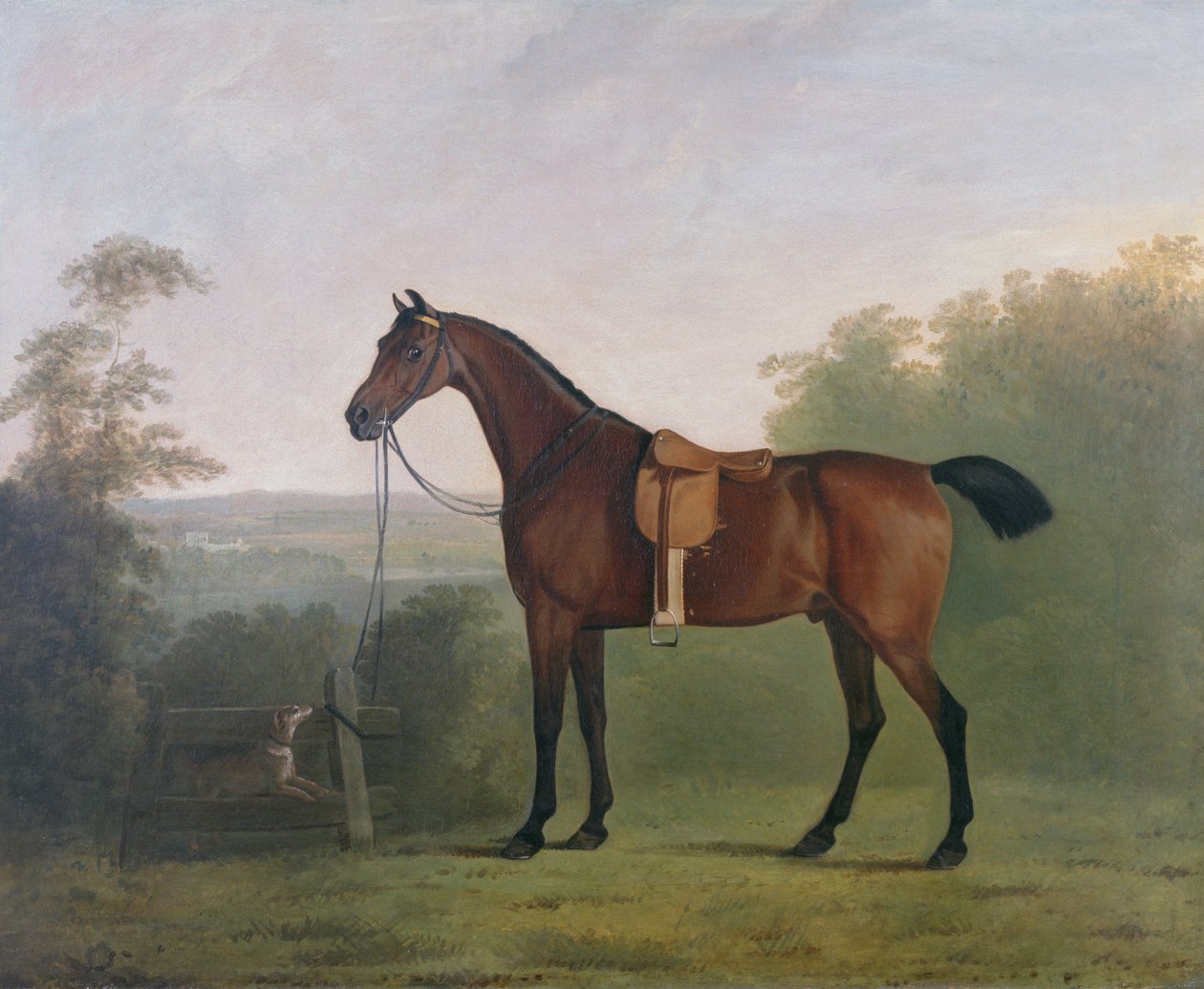 En Bay Hunter i et landskap av John Boultbee