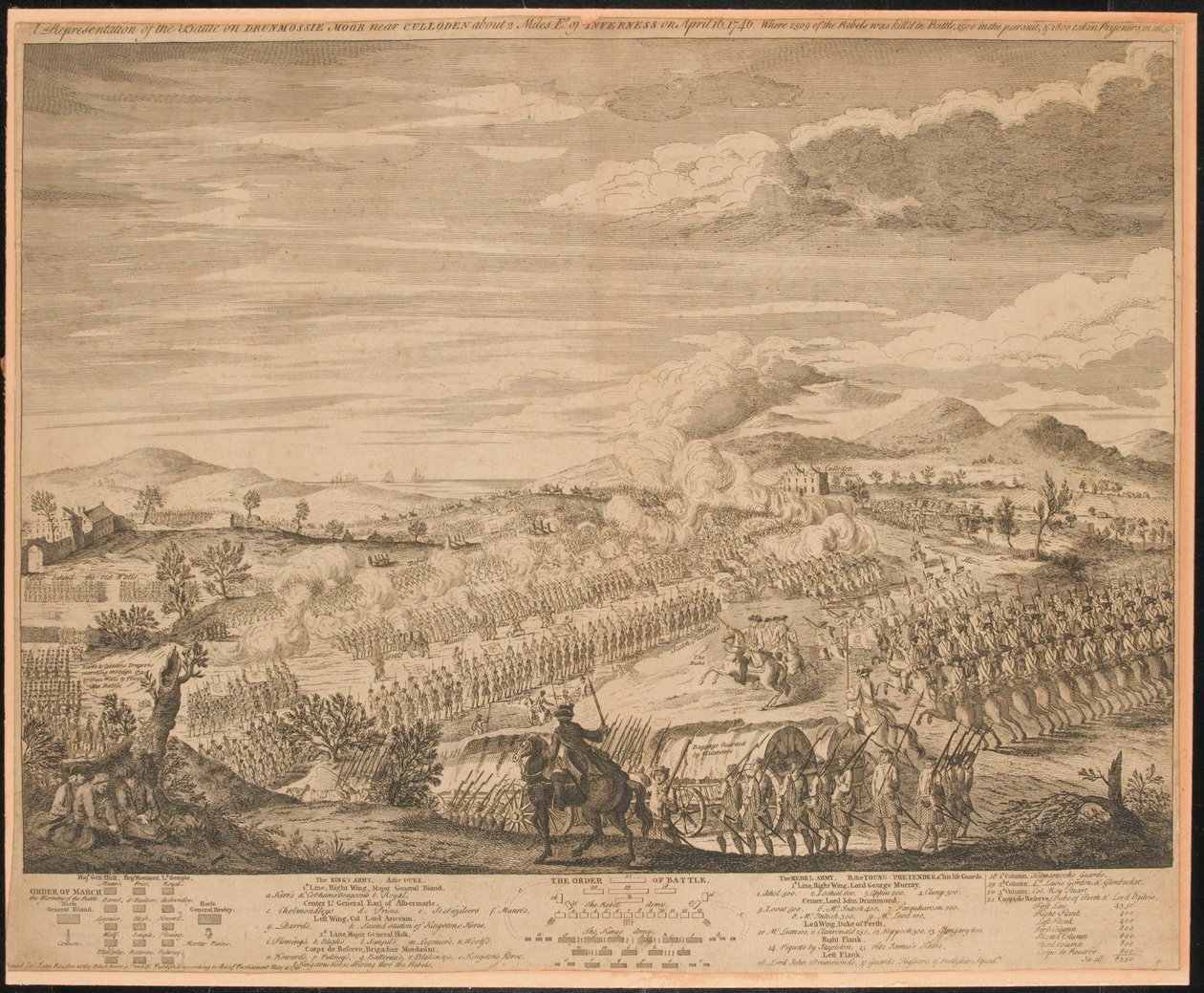 ?En representasjon av slaget på Drunmossie [sic] Moor nær Culloden?, 16. april 1746 av John Bowles