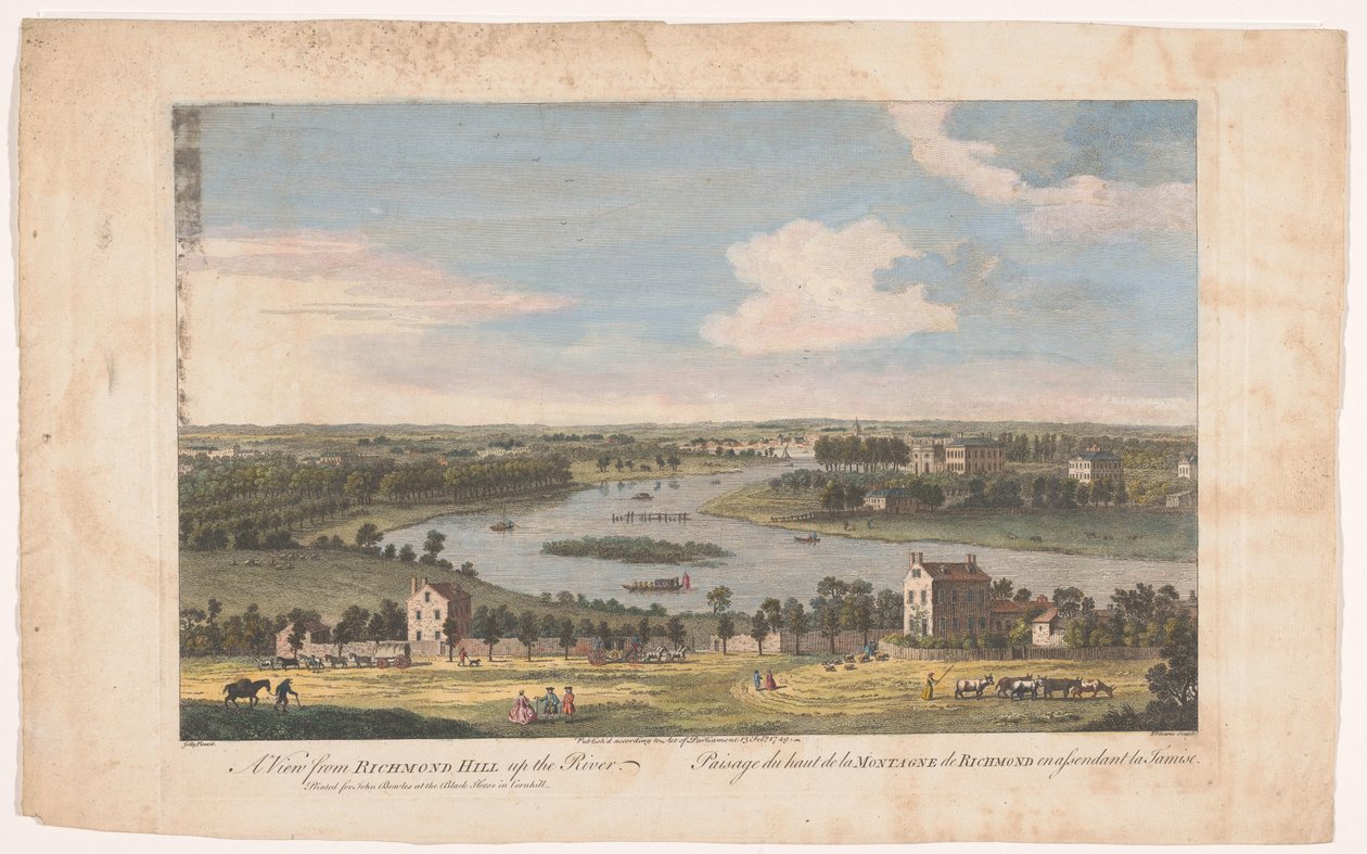 Utsikt over Themsen ved Richmond sett fra Richmond Hill Utsikt fra Richmond Hill oppover elven (tittel på objekt) av John Bowles