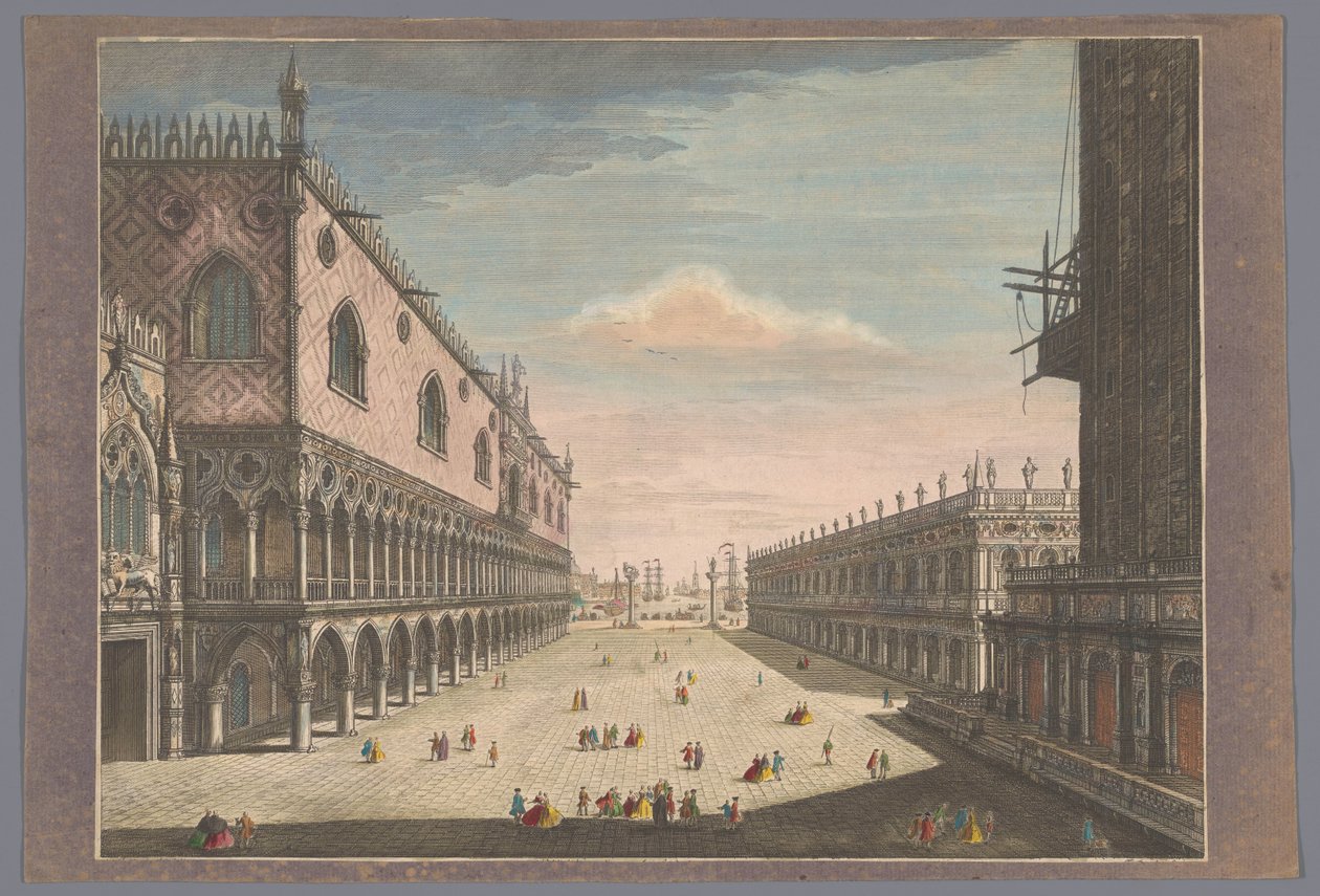 Utsikt over San Marco-plassen i Venezia En utsikt over den lille Markusplassen i Venezia til havet (tittel på objekt) av John Bowles