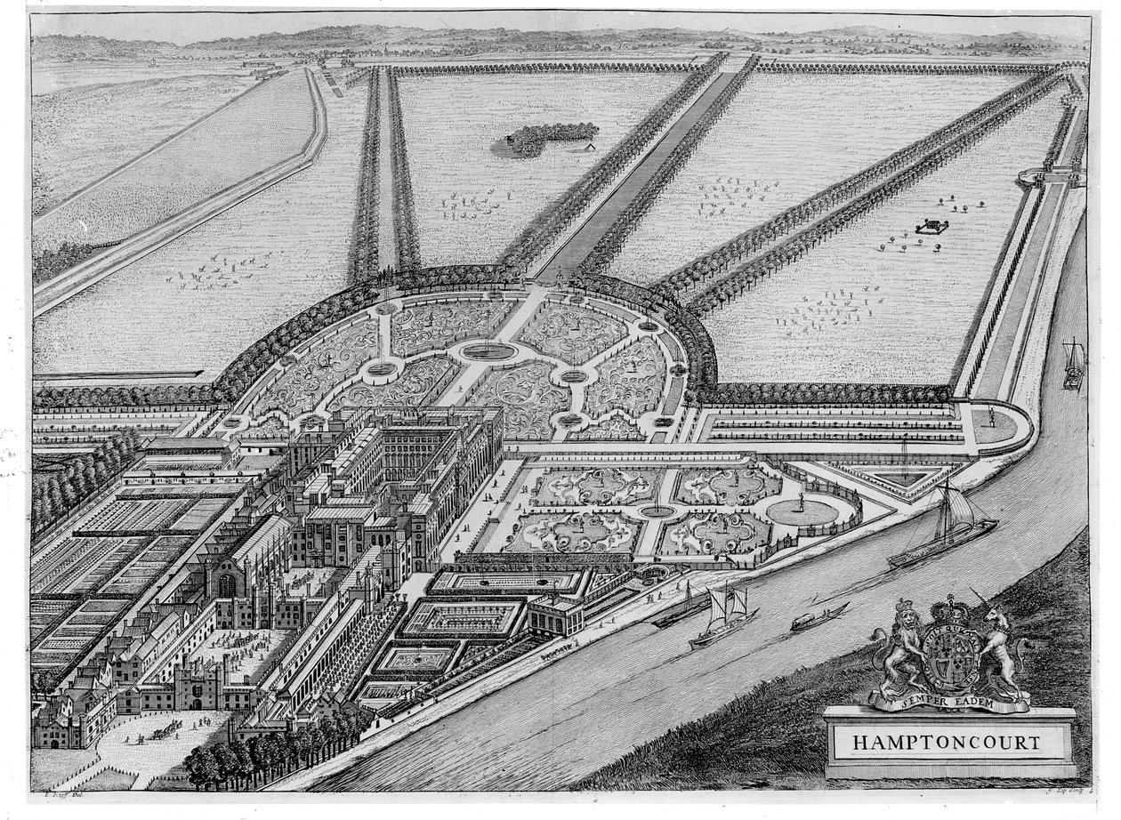 Hampton Court Palace, ca. 1714-16 av John Bowles