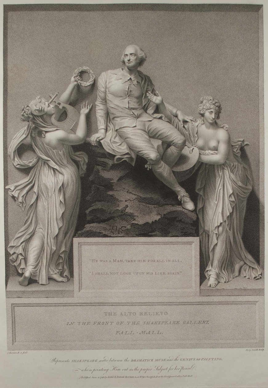 Shakespeare med Muse of Literature and the Genius of Painting, 1803 av John Boydell