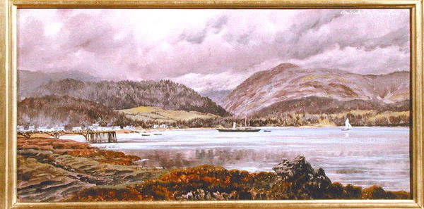 Brodick Pier, 20. august 1886 (olje på lerret) av John Brett