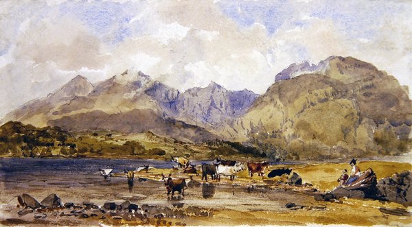 Loch Awe, Skottland (akvarell på papir) av John Brett