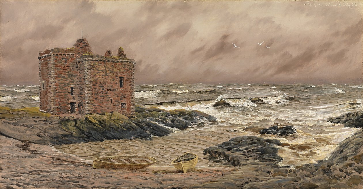 South-East Gale ved Portencross Castle, 1886 av John Brett