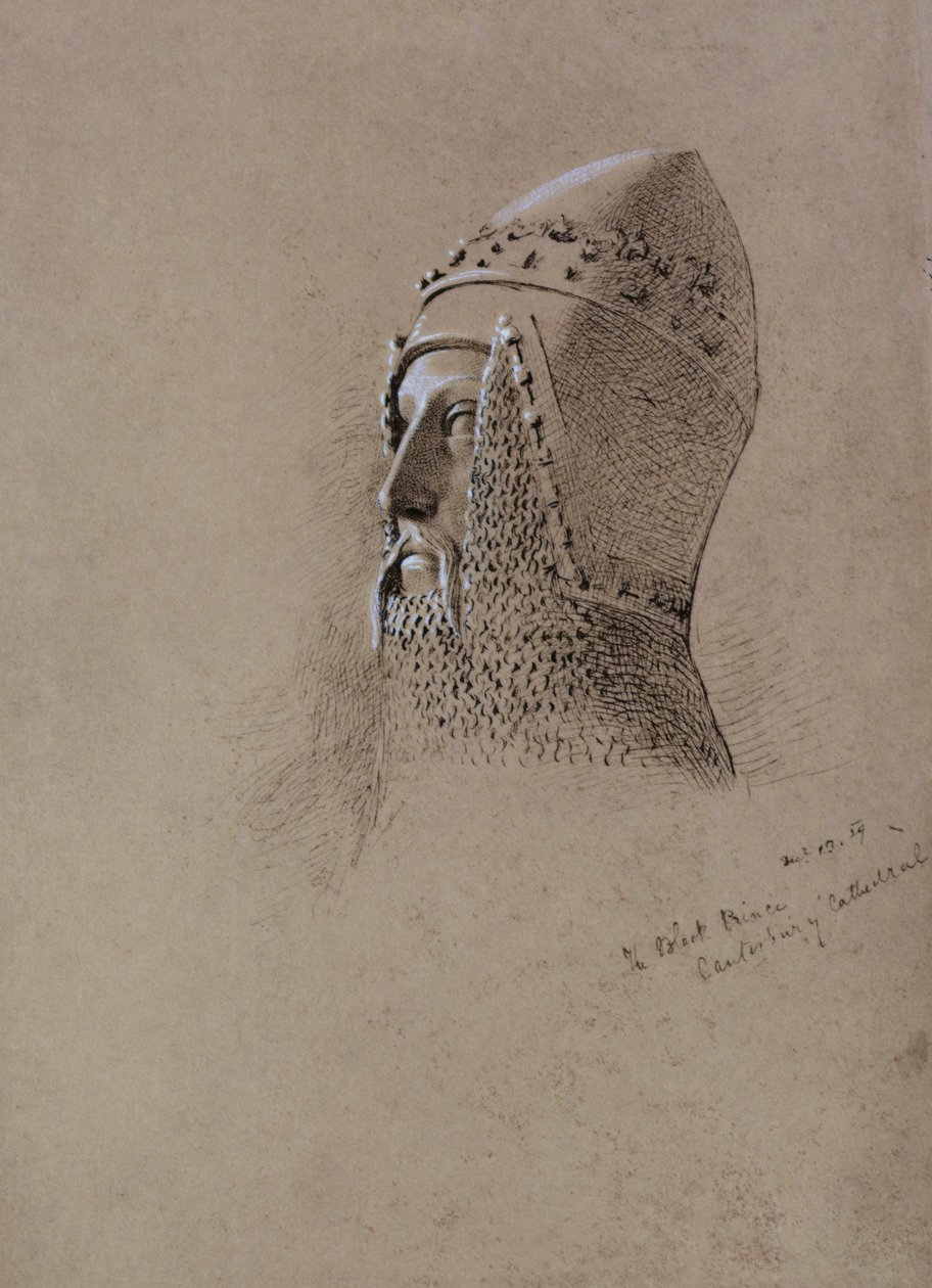 The Black Prince (1330-76), 13. desember 1859 (penn og blekk på papir) av John Brett