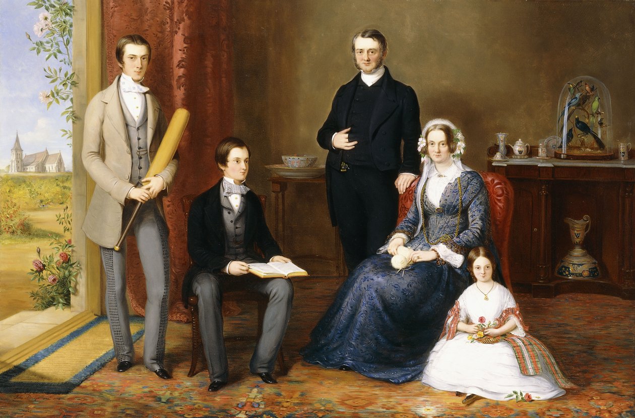 Pastor John Witherington, vikar i Tetsworth, Oxon, med sin familie, 1854 av John Bridges