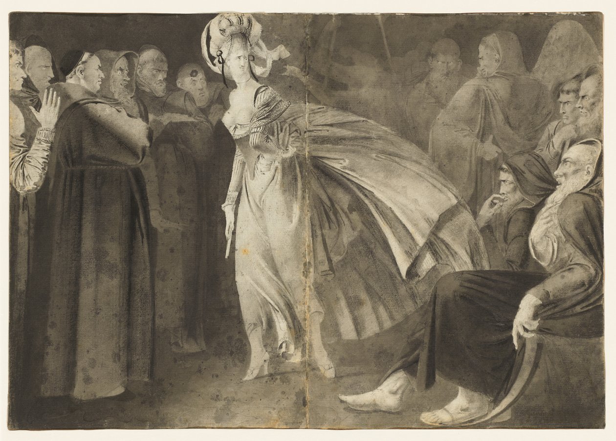 Woman Standing among the Friars recto, ca. 1770-1775. av John Brown