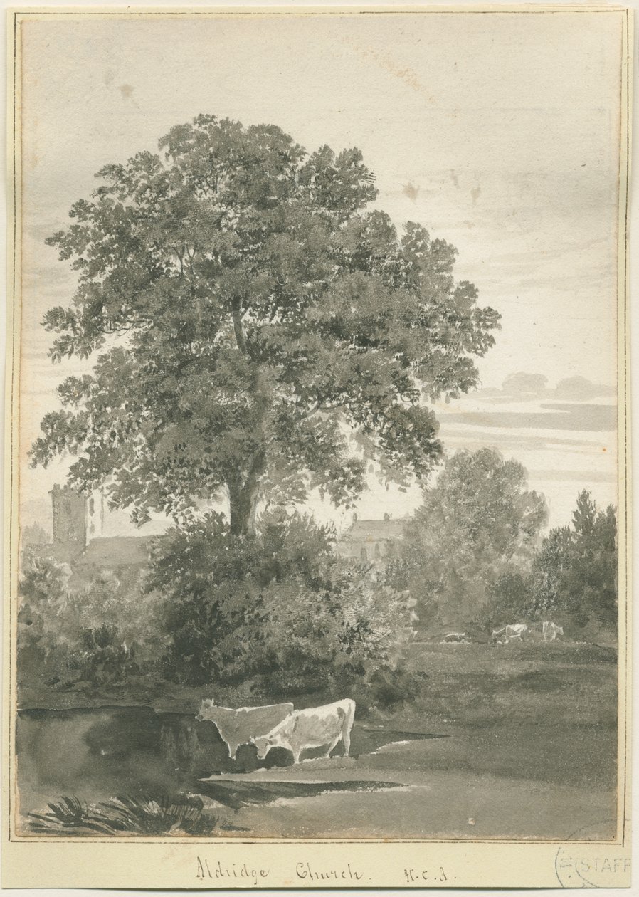 Aldridge Church: sepia-tegning av John Buckler