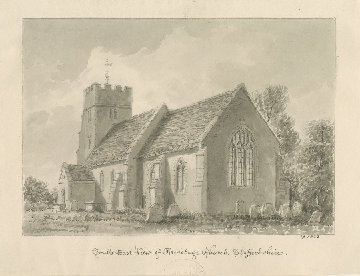 Armitage Church: sepia-tegning av John Buckler