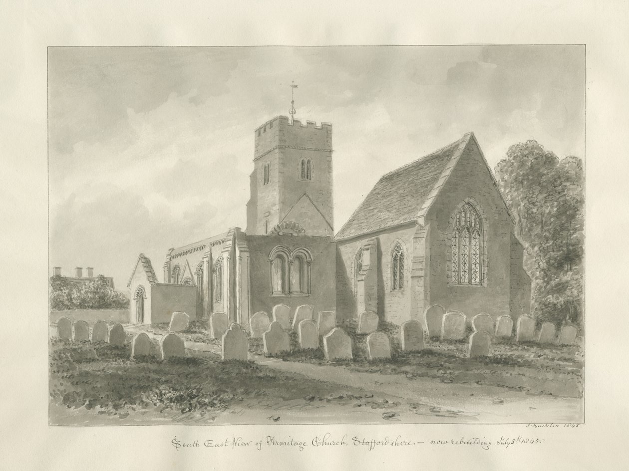 Armitage Church: sepia-tegning av John Buckler