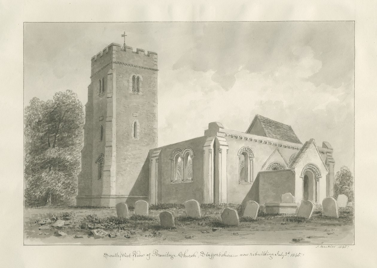 Armitage Church: sepia-tegning av John Buckler