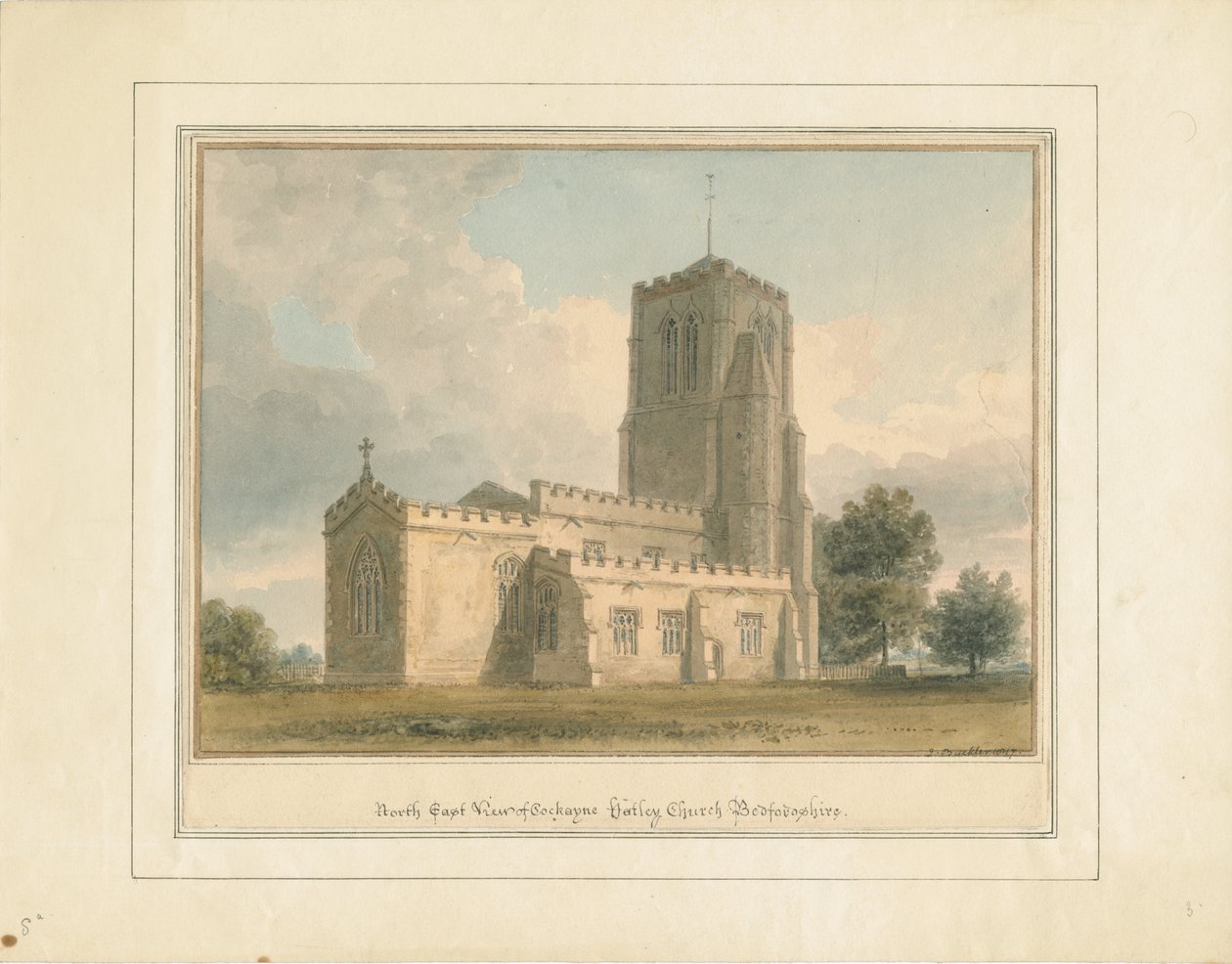 Bedfordshire - Cockayne Hatley Church, 1817 av John Buckler
