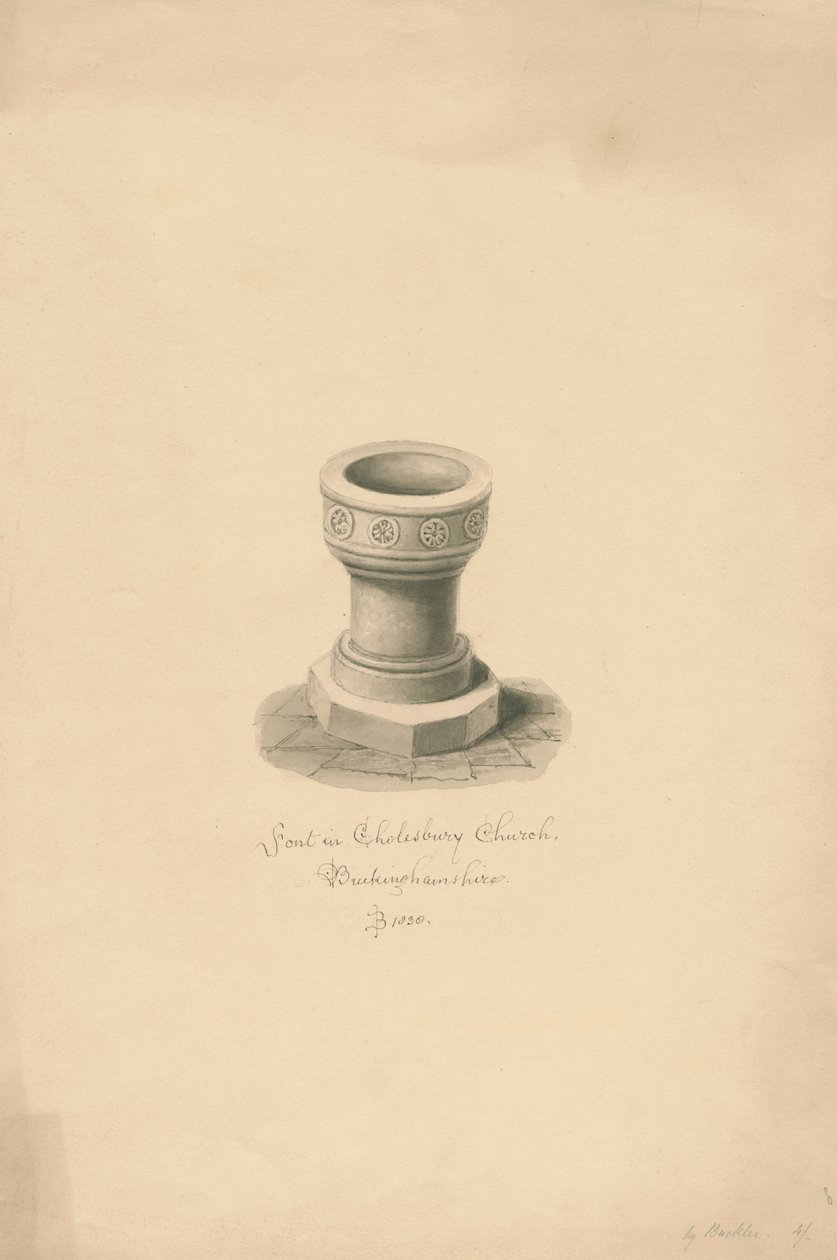 Buckinghamshire - Cholesbury Church: sepia-tegning av John Buckler