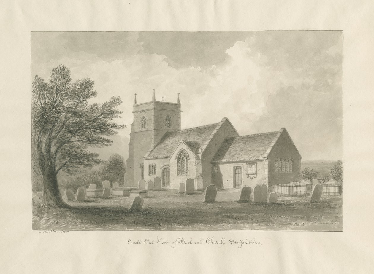 Bucknall Church: sepia-tegning av John Buckler