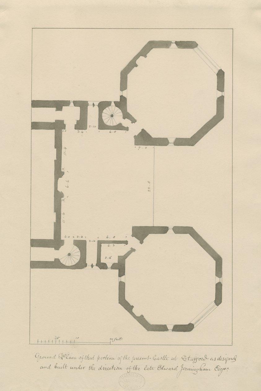 Castle Church - Stafford Castle: blyant og vask, nd [?19. århundre] (tegning) av John Buckler