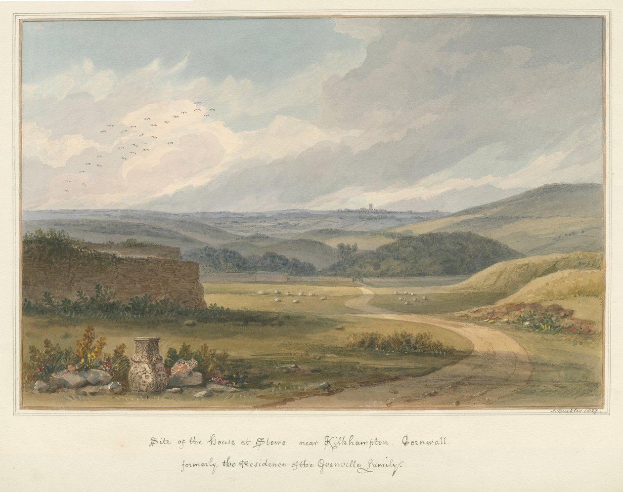 Cornwall - Kilkhampton - Huset i Stowe, 1827 av John Buckler
