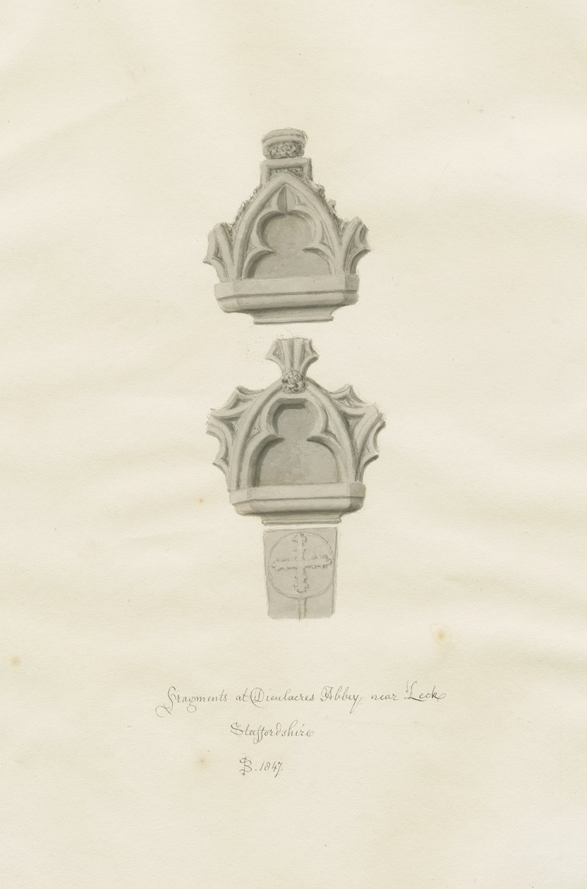 Dieulacres Abbey: sepia-tegning av John Buckler