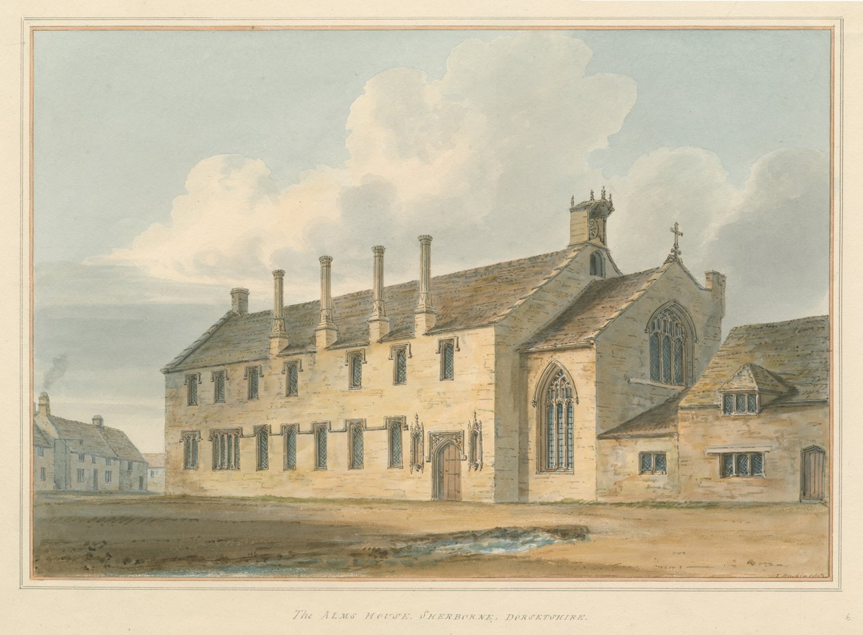 Dorset - Sherborne - The Alms House, 1802 av John Buckler