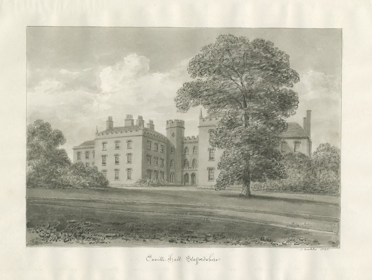 Enville Hall: sepia-tegning av John Buckler