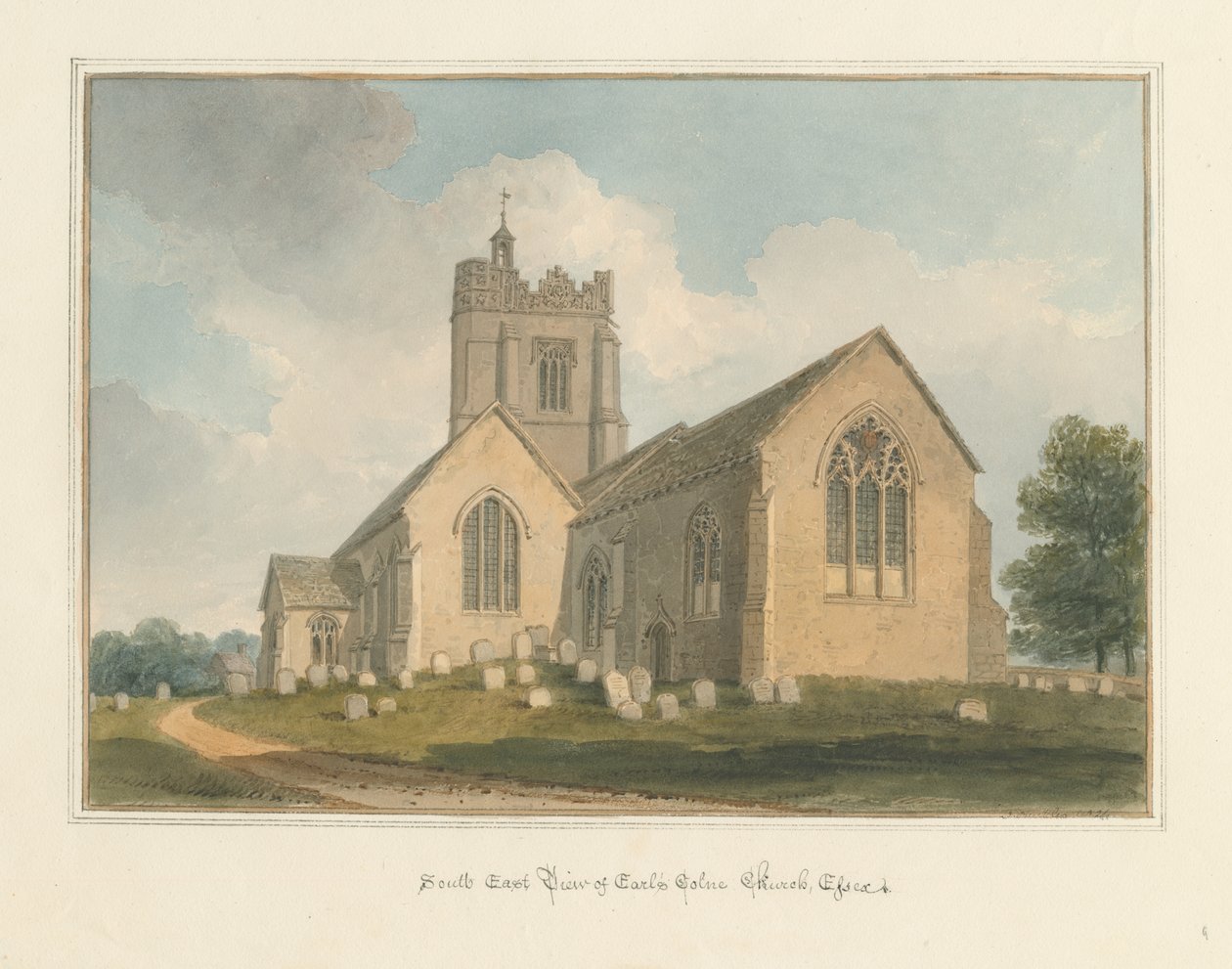 Essex - Earls Colne Church, 1824 av John Buckler