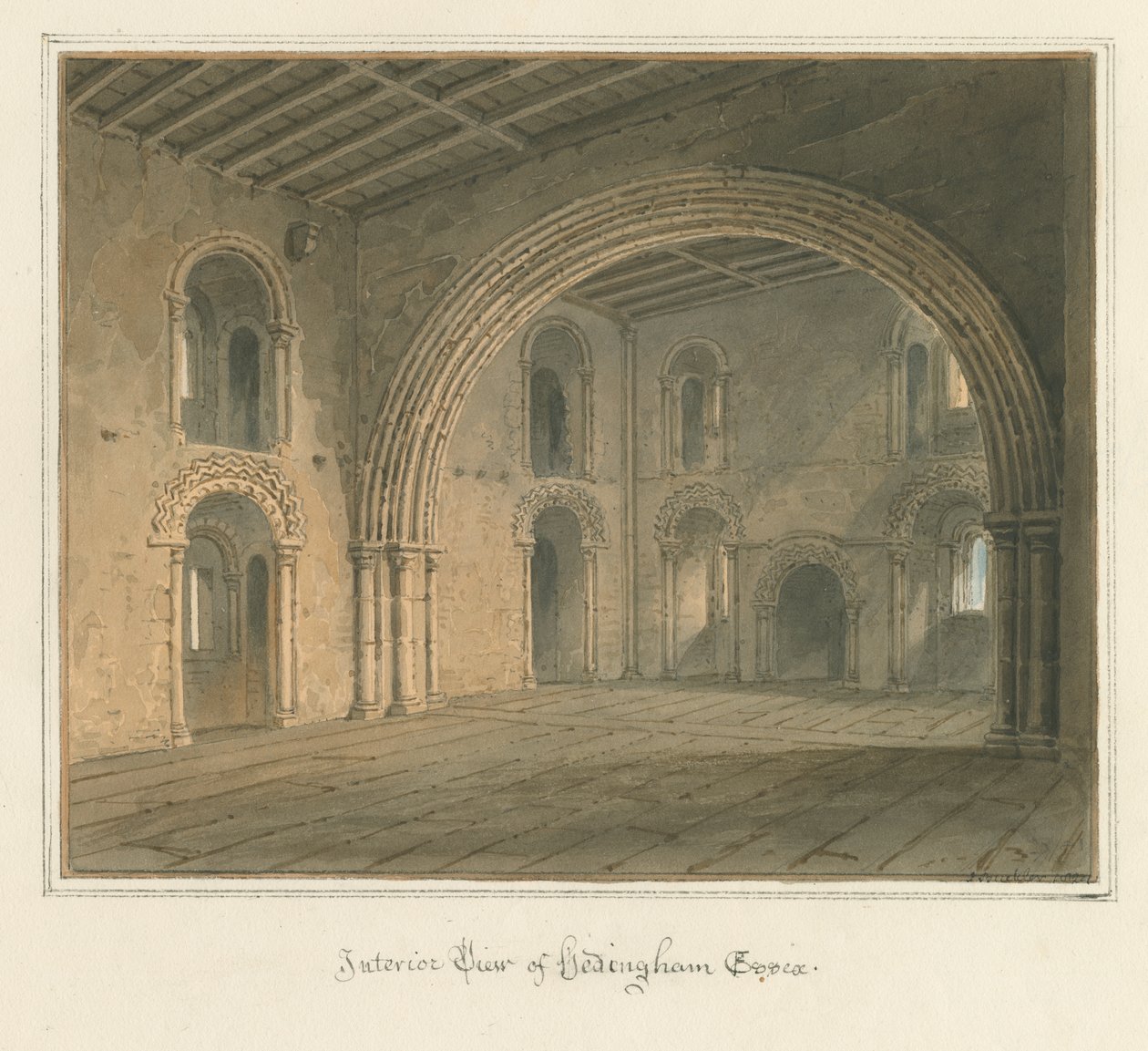 Essex - Hedingham [Castle] - Interiør, 1827 av John Buckler