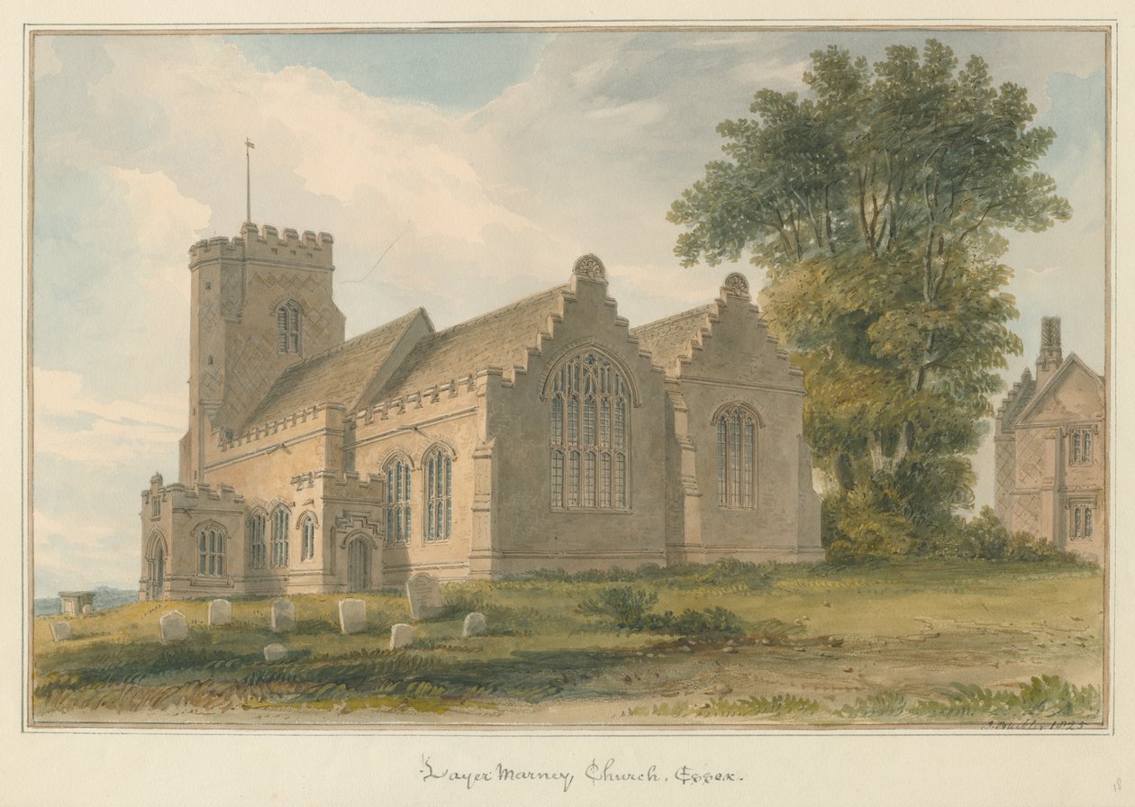 Essex - Layer Marney Church, 1825 av John Buckler